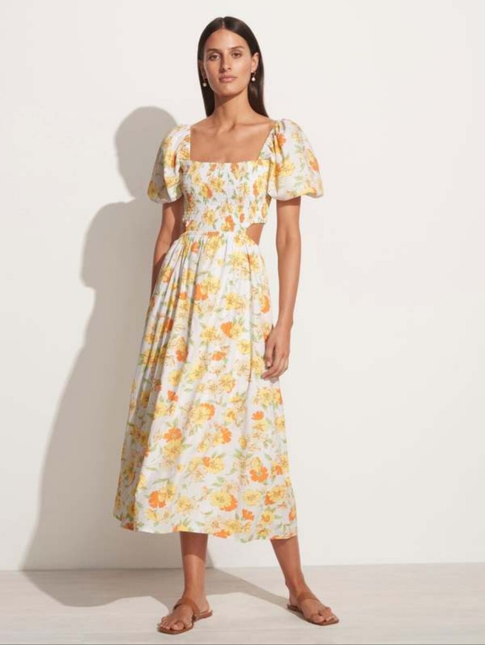 NWT FAITHFULL THE BRAND Loucetta Midi Dress Palermo Floral Cut Out Size 12